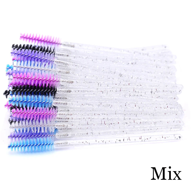 50pcs/set Professional Eyebrow Mascara Wand Applicator Eyelash Brush Wholesale Disposable Lash Wands Eyelash Extension Supplies