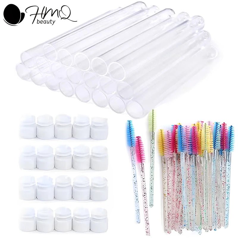 Eyelash Brush Tube With Eyebrow Brushes Reusable Mascara Wands Replaceable Makeup Applicators Dust-proof Lash Extension Supplies