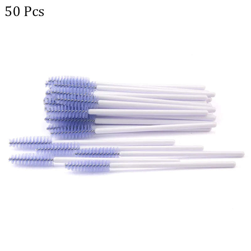 50pcs/set Professional Eyebrow Mascara Wand Applicator Eyelash Brush Wholesale Disposable Lash Wands Eyelash Extension Supplies