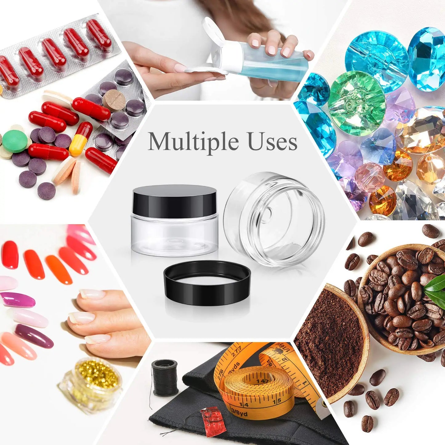 24-6Pcs Round Wide-mouth Plastic Container Jars with Lids 100ml/80g Lotion containers for Travel Storage Makeup Beauty Products