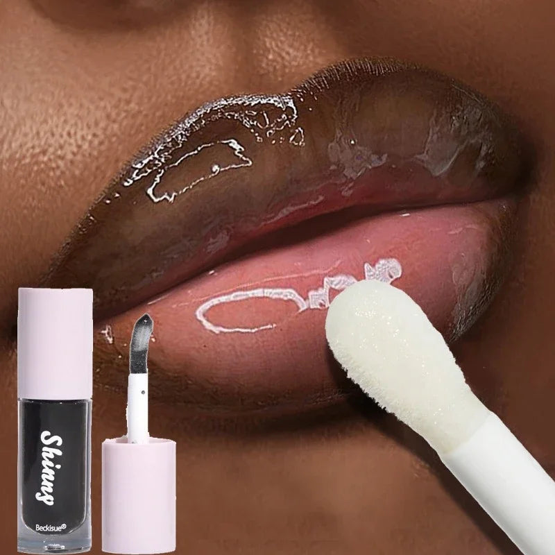 Translucent Black Sugar Lip Oil Water Gloss Jelly Mirror Lip Glaze Lipstick Lip Make Up Women Beauty Nonstick Cup Lip Gloss