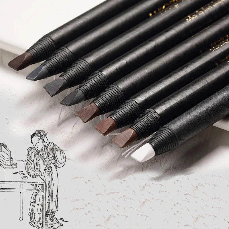 5PCS Haozhuang Eyebrow Pencil Brown Wholesale Cosmetic Pencil Product Natural Waterproof Long-Lasting Tattoo Brush Makeup Beauty