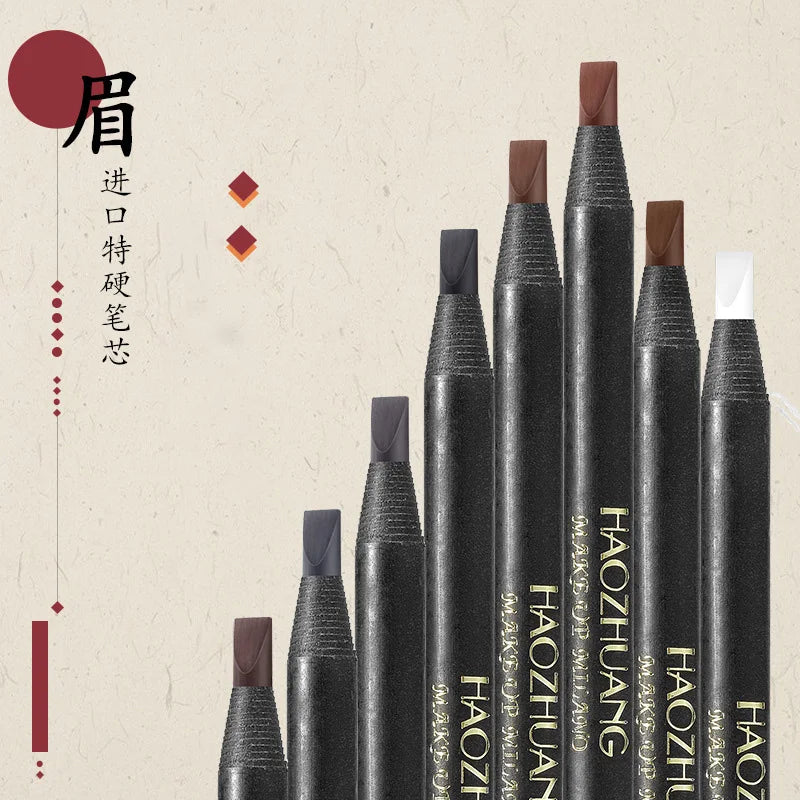 5PCS Haozhuang Eyebrow Pencil Brown Wholesale Cosmetic Pencil Product Natural Waterproof Long-Lasting Tattoo Brush Makeup Beauty