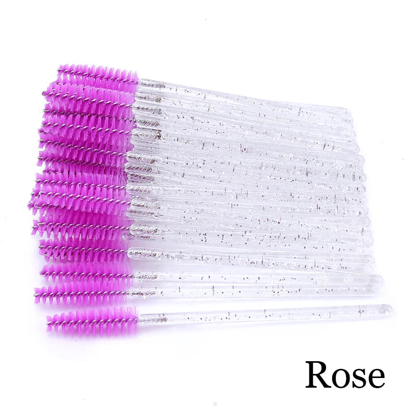 50pcs/set Professional Eyebrow Mascara Wand Applicator Eyelash Brush Wholesale Disposable Lash Wands Eyelash Extension Supplies
