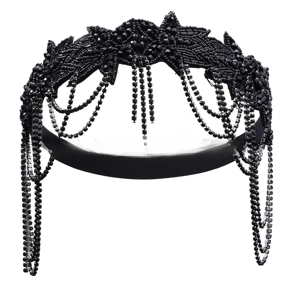 1920s Headband - Great Gatsby Rhinestone Fringe Hair Accessory