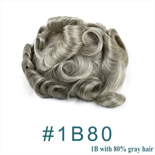 1B20 1B50 Grey Black Hair Breathable Q6 Human Hair Toupee for Men Natural Hairline Bleach Knots Swiss Lace Capillary Prosthesis