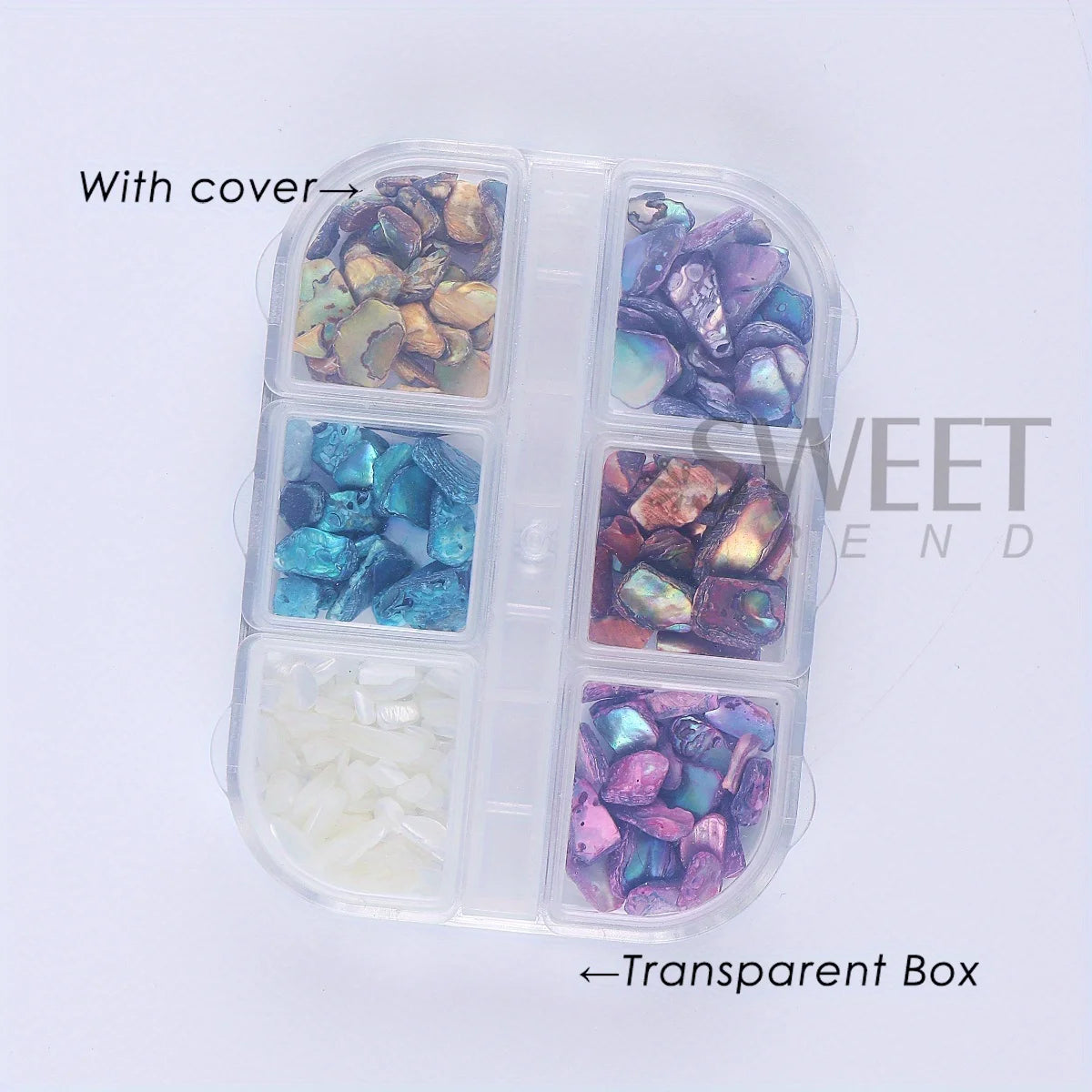 6Grids Natural Abalone Stone Nail Decoration Aurora Shell Pearl Effect Irregular Gemstone Luxury Retro Style Jewelry Accessories