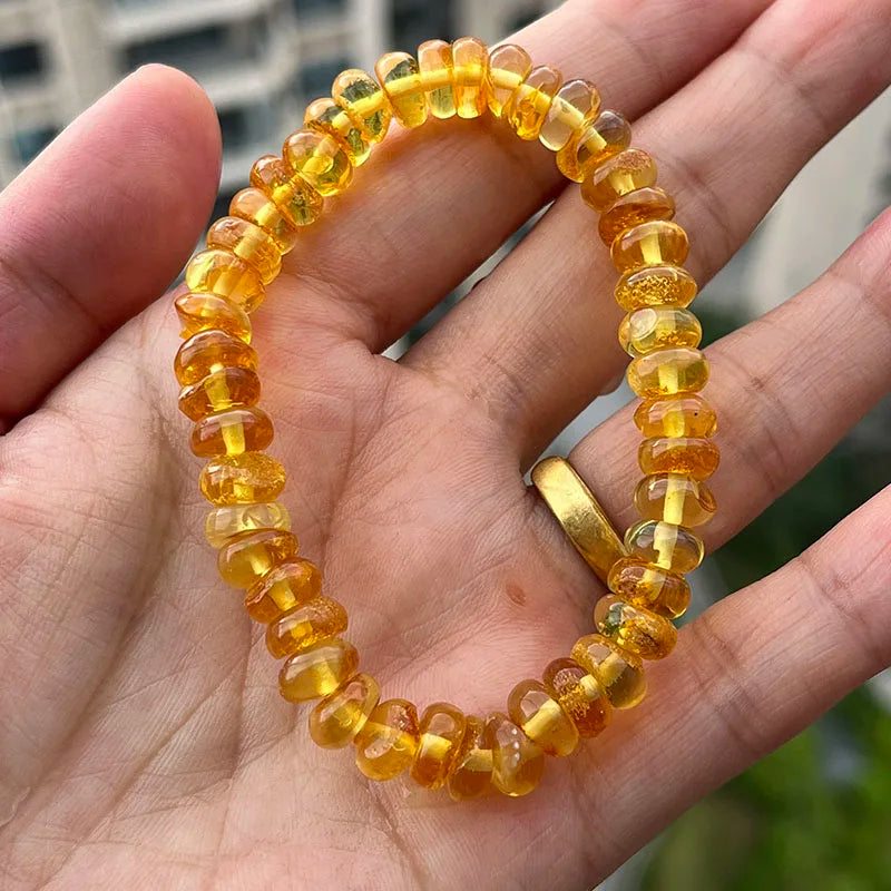 Baltic Plant Amber Bracelet for Women Gift Unique Handmade Irregular Golden Beads New Natural Stone Jewelry Supplier Wholesale