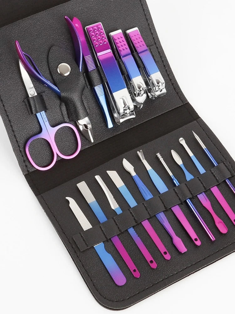 15pcs Nail Tool Set, Stainless Steel Gradient Professional Foot Repair Kit, Nail Scissors Beauty Kit