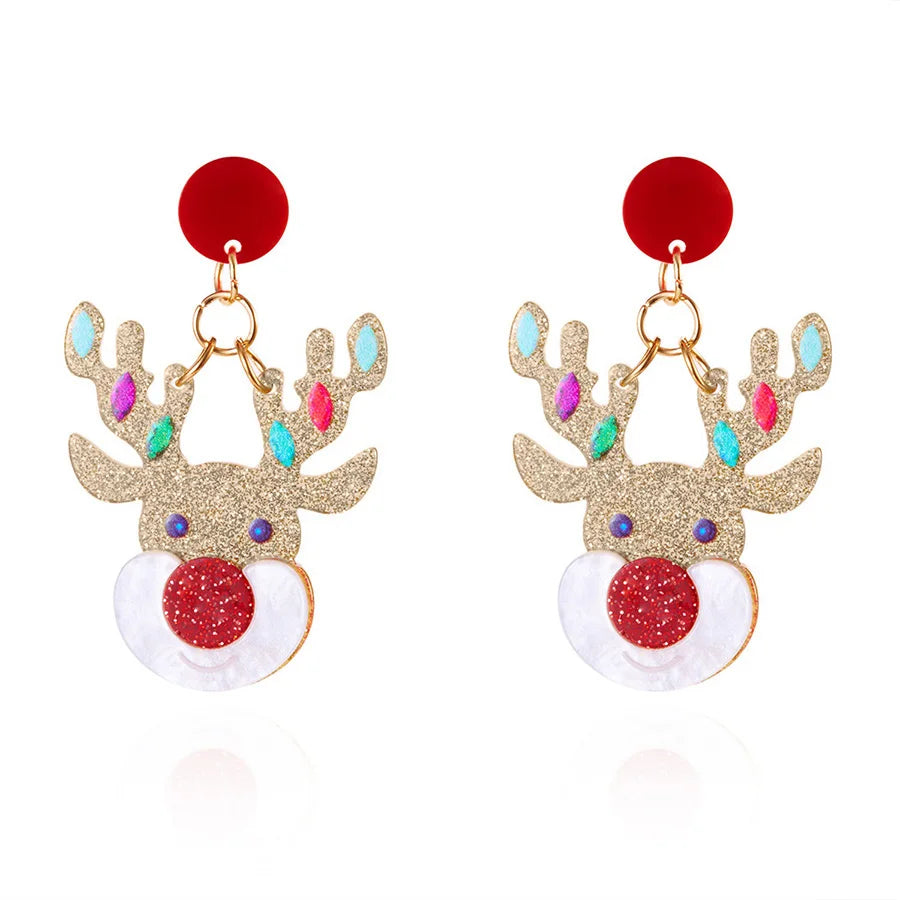 Stylish Christmas Elements Women Earrings Santa Claus Milu Deer Tree Pendant Eardrop Trinket Girls Gift Ear Atmosphere Ornaments