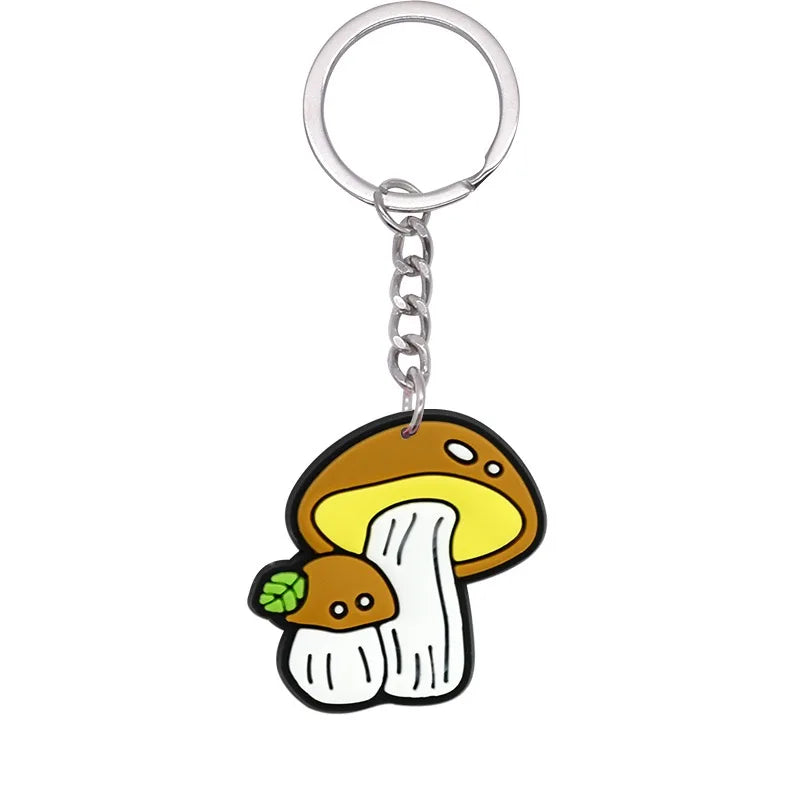 New Arrival 1/21Pcs Various Mushroom Silicone Key Chain Adult Keyring Agaric Car Key Pendant Decorations