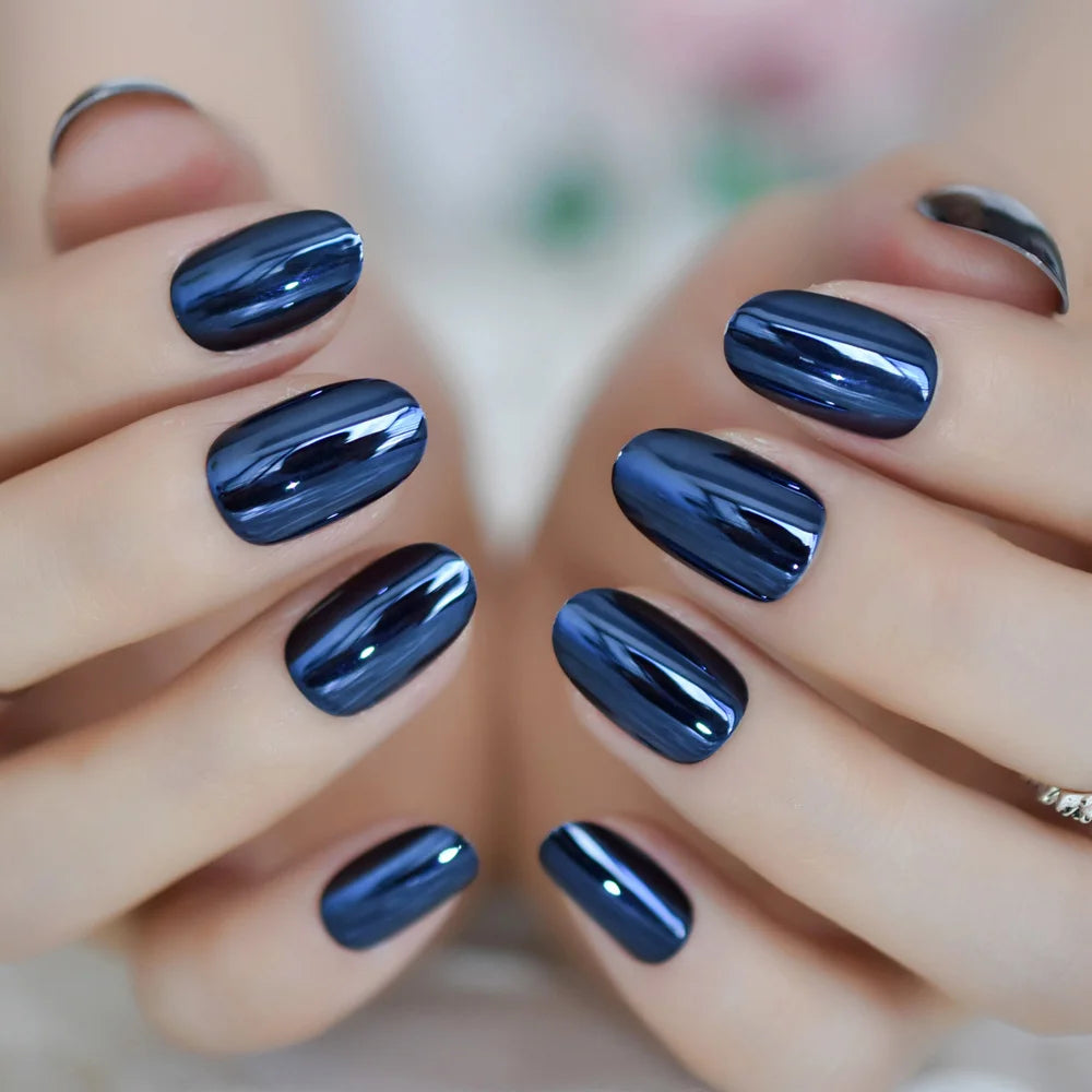 IMABC press on false nails metallic blue and silver avaliable