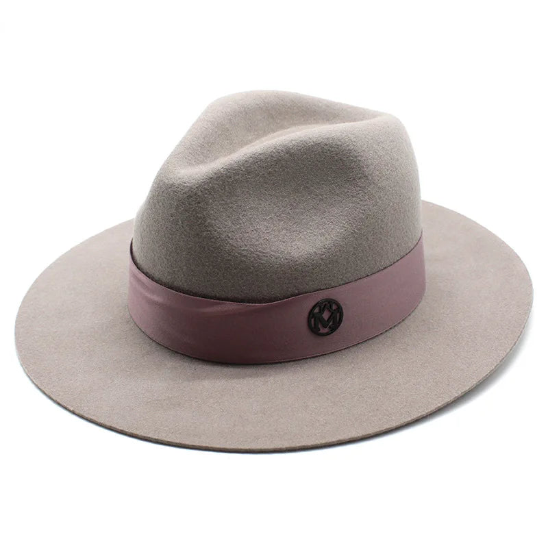 100% Wool Fedora Hat - Wide Brim Floppy Jazz Cap