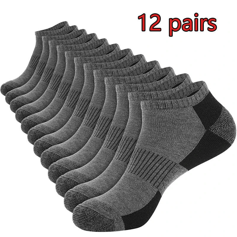12 Pack Mens Cushioned Ankle Socks, Low Cut Breathable Casual Spring, summer, autumn Socks