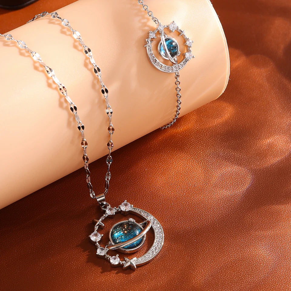 Luxurious High-end Zircon Jewelry Set For Fashionable Jewelry For Daily Travel, Parties, Banquets
