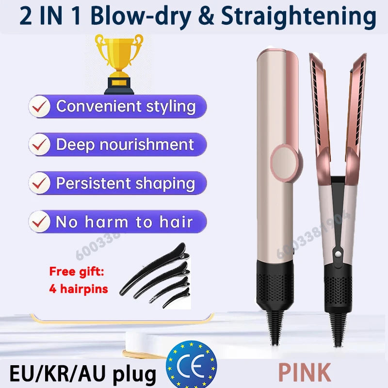 2-in-1 Hair Straightener & Dryer Combo with Smart Temperature Control and Digital LCD Display - Quick Styling for Home & Salon