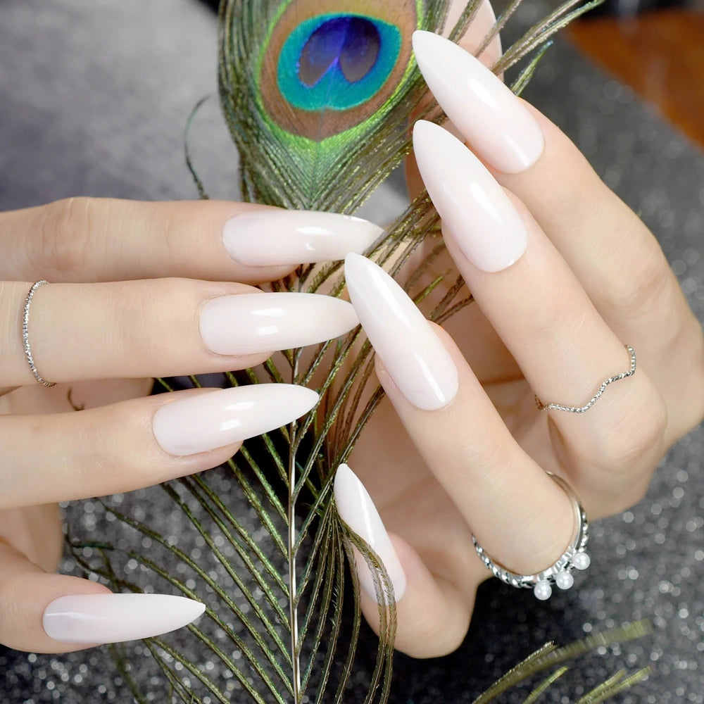 Neon Fake Nails Extremely Long Bright Orange Shiny Press On Nail Carnival Style Decoraion Manicure Tips Salon Nails 24