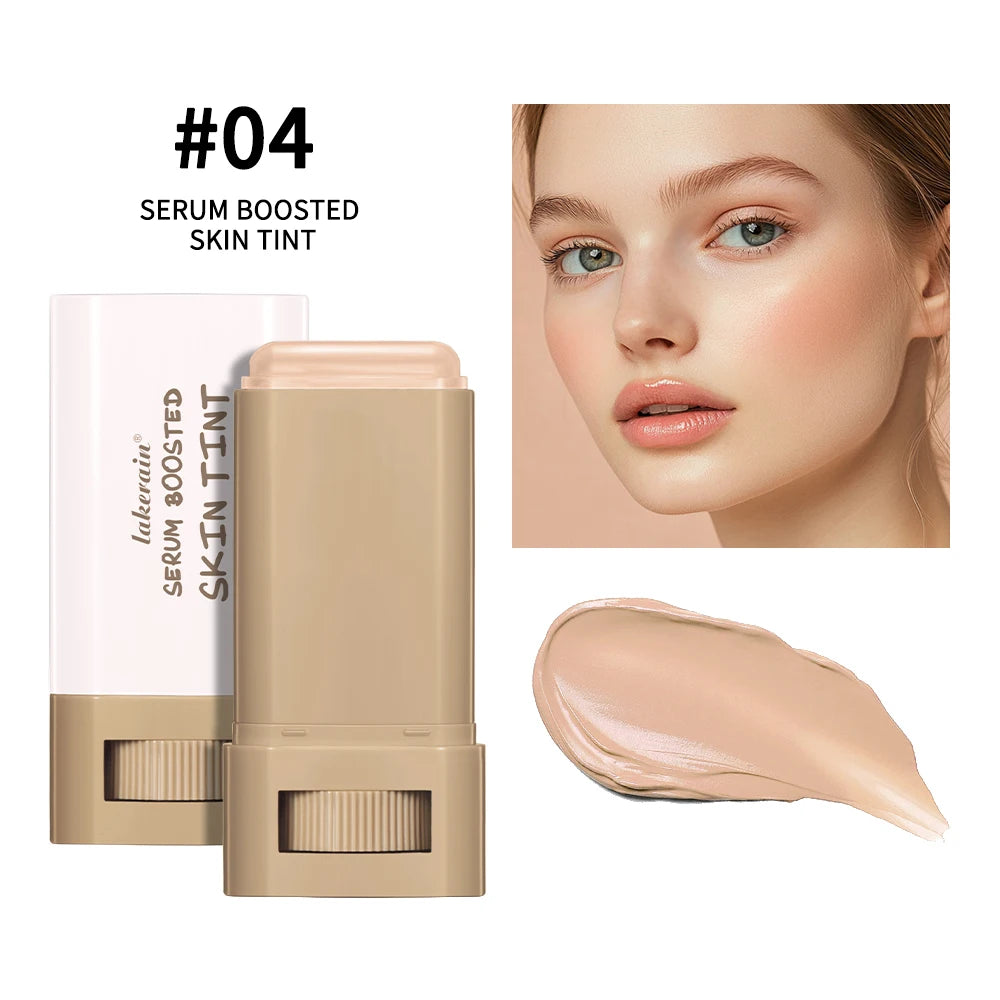 Foundation Stick Serum Boosted Skin Tint Balm Silky Texture Moisturizing Coverage Plumper Natural Even Skin Tone Travel Makeup