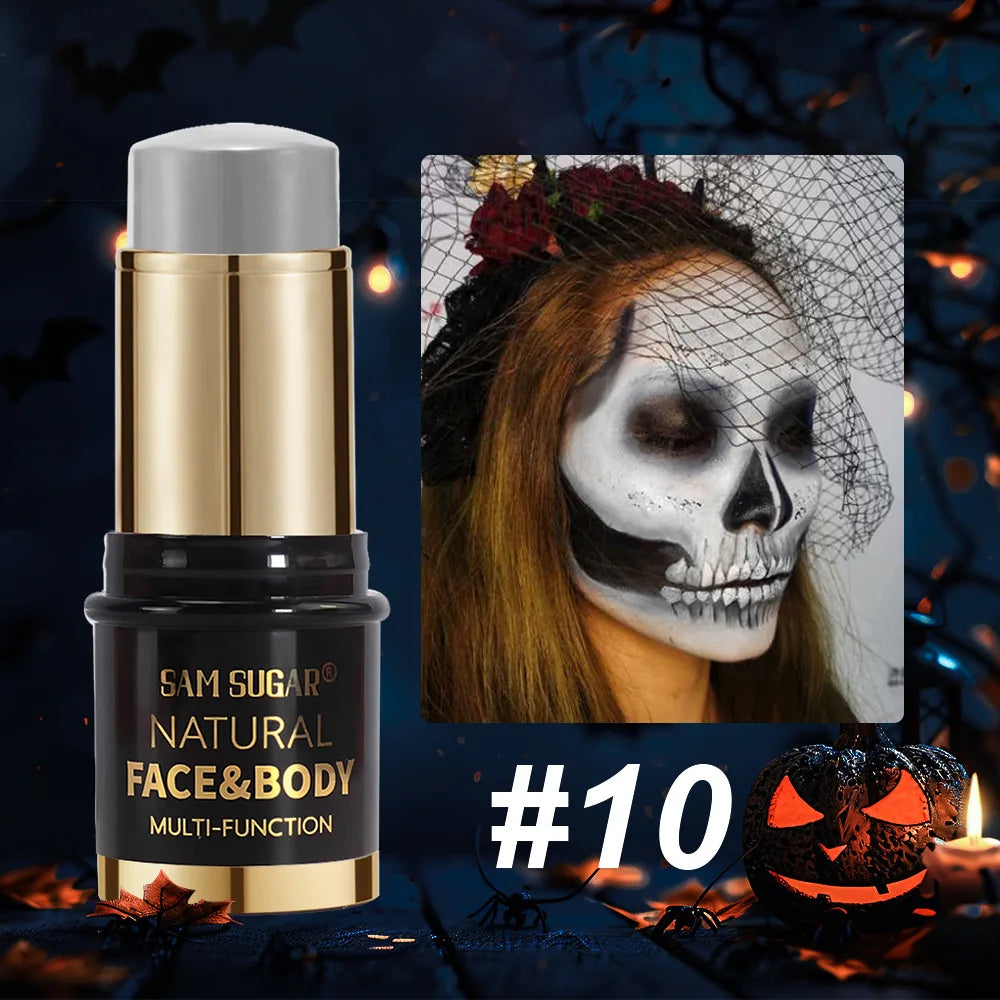 12-Colors Black White Halloween Makeup Waterproof Face & Body Paint Stick Neon Colorful Blue Green Yellow Face Paint Cosmetics