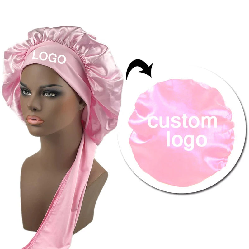 100 Mulberry Silk Hair Bonnet Personalize Logo Satin Sleeping Cap 10-50Pcs Wholesale Overnight Hair Protect Bonnets Anti-Frizzy