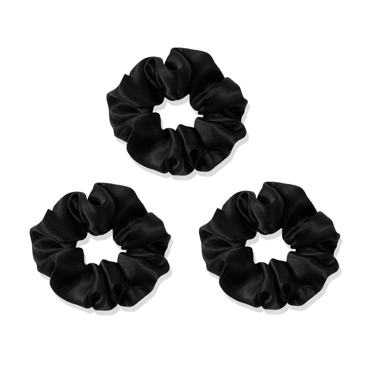 Pure black satin large intestine headband with rubber band headband and spring hair accessory,Special for real hair wigs