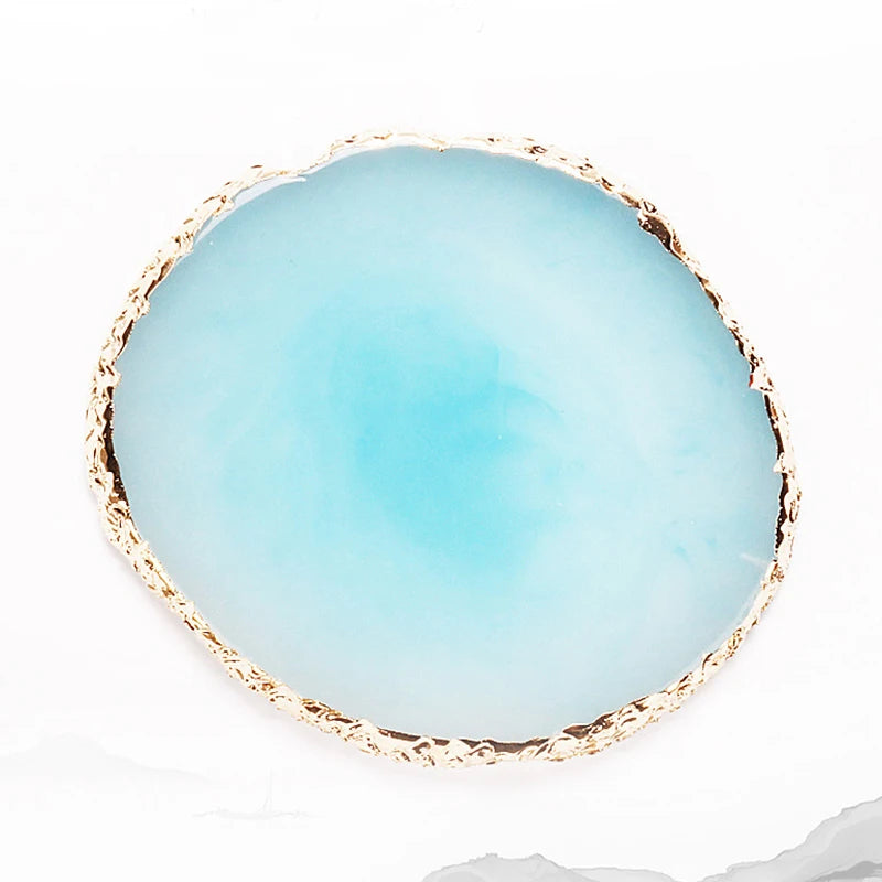 Nail Art Palette False Nail Tips Mixing Color Drawing Pallet Gel Polish Display Shelf Round Resin Agate Stone Manicure Tool