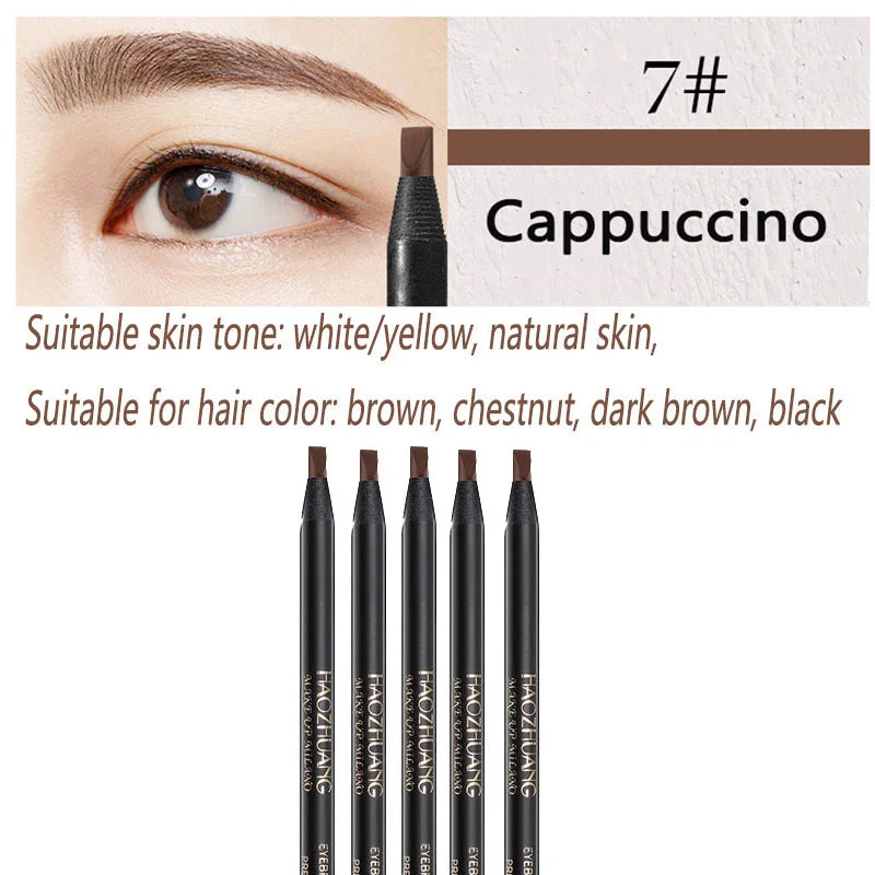 5PCS Haozhuang Eyebrow Pencil Brown Wholesale Cosmetic Pencil Product Natural Waterproof Long-Lasting Tattoo Brush Makeup Beauty