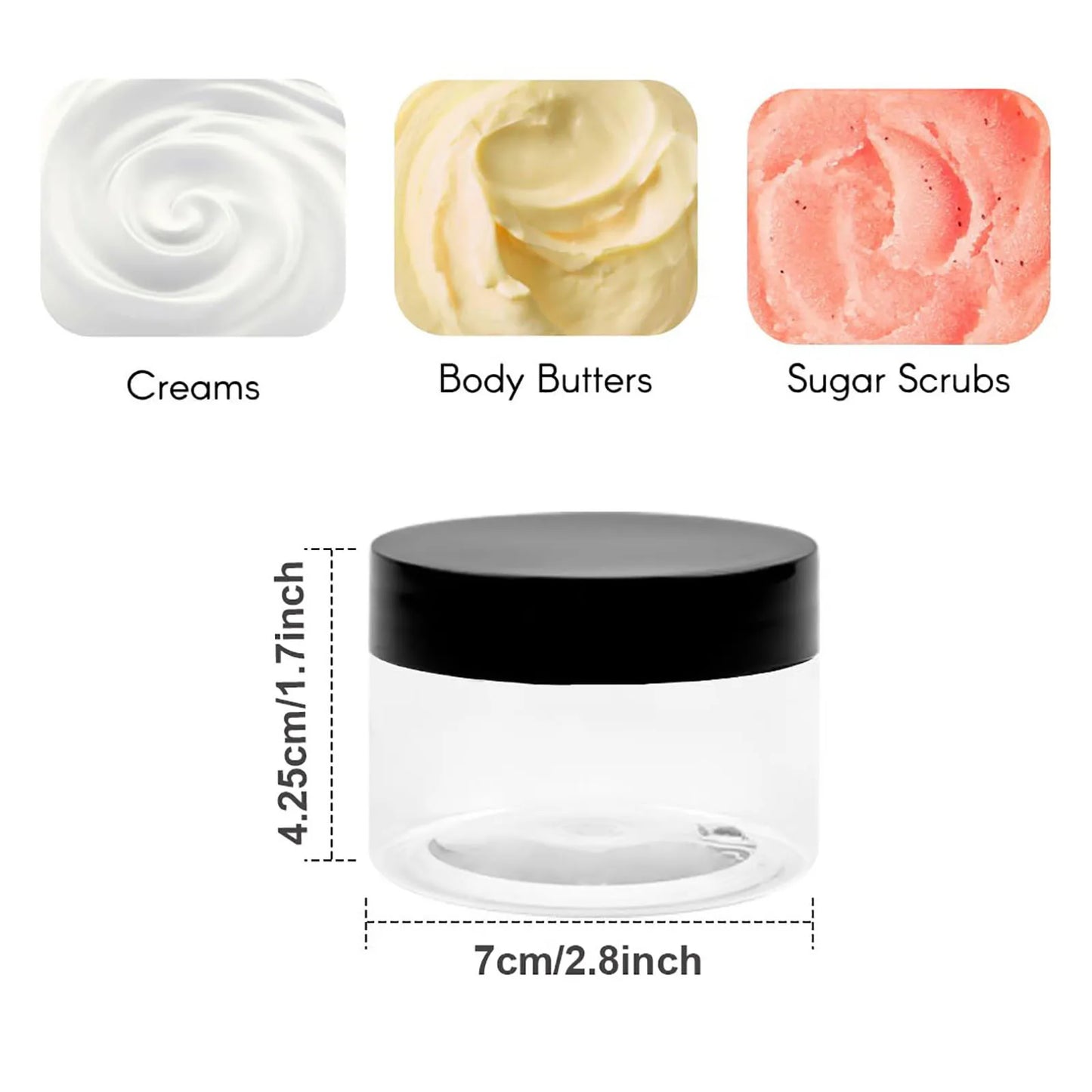 24-6Pcs Round Wide-mouth Plastic Container Jars with Lids 100ml/80g Lotion containers for Travel Storage Makeup Beauty Products