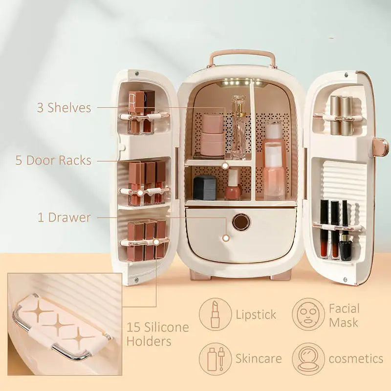 Custom logo Skincare Fridge 12 Liter Mini Makeup Cosmetic Fridge with LED Display for Women Beauty Products