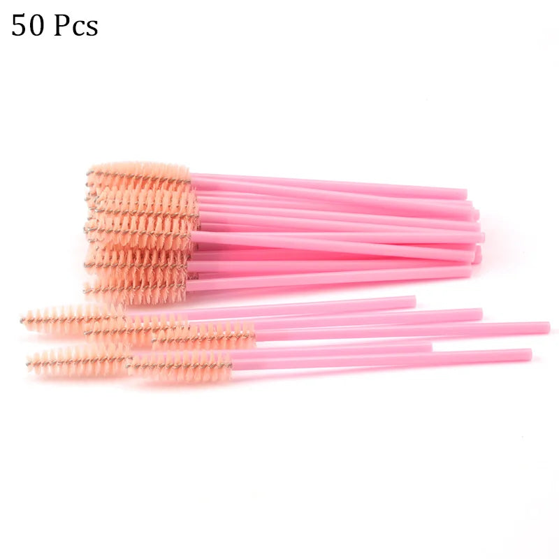 50pcs/set Professional Eyebrow Mascara Wand Applicator Eyelash Brush Wholesale Disposable Lash Wands Eyelash Extension Supplies
