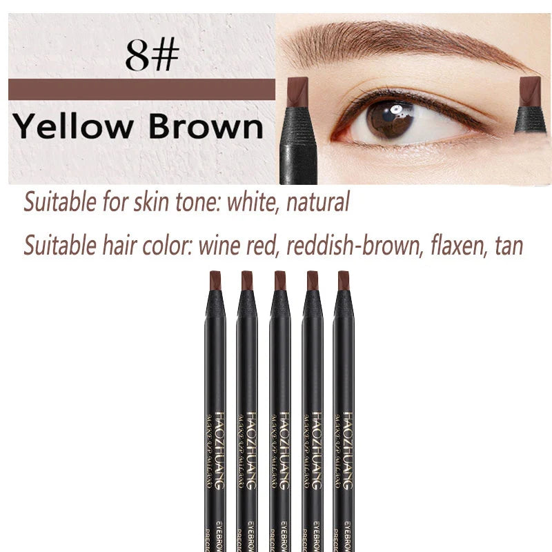 5PCS Haozhuang Eyebrow Pencil Brown Wholesale Cosmetic Pencil Product Natural Waterproof Long-Lasting Tattoo Brush Makeup Beauty