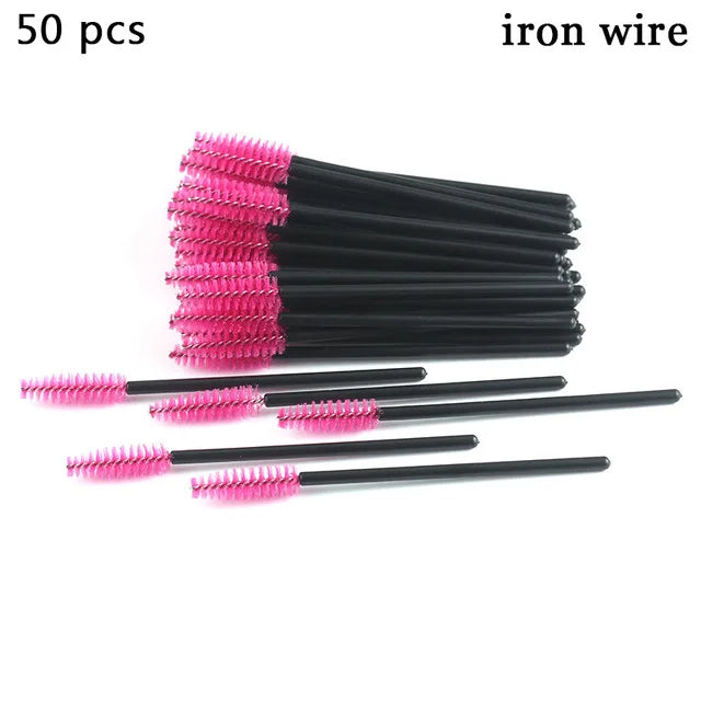 50pcs/set Professional Eyebrow Mascara Wand Applicator Eyelash Brush Wholesale Disposable Lash Wands Eyelash Extension Supplies