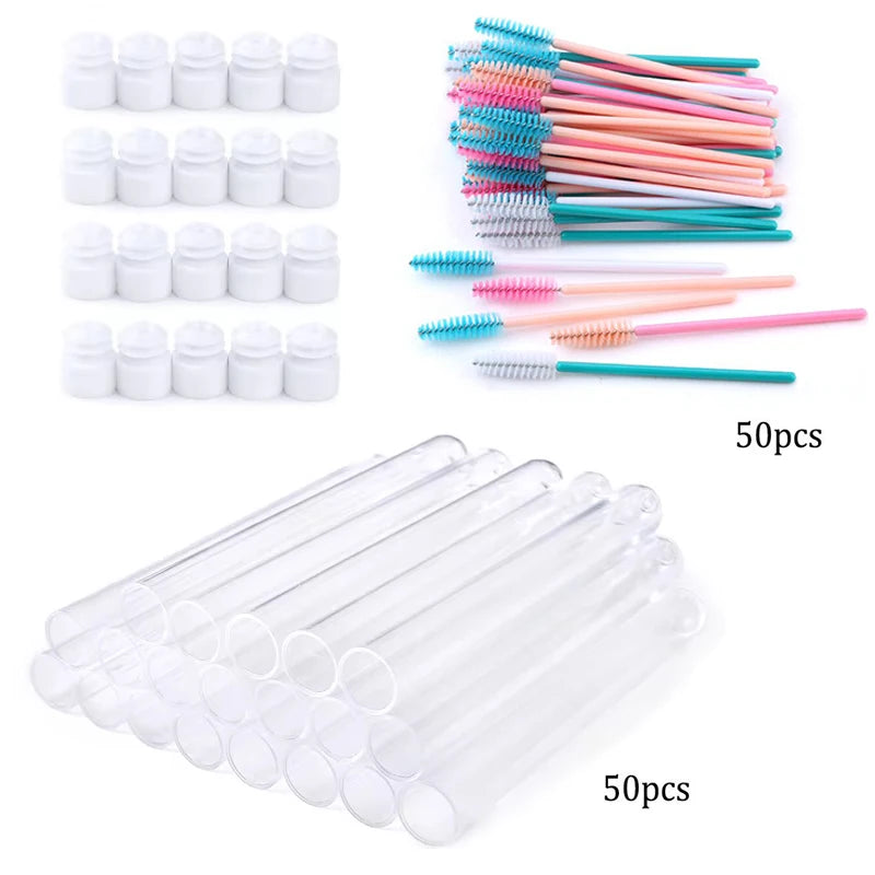 Eyelash Brush Tube With Eyebrow Brushes Reusable Mascara Wands Replaceable Makeup Applicators Dust-proof Lash Extension Supplies