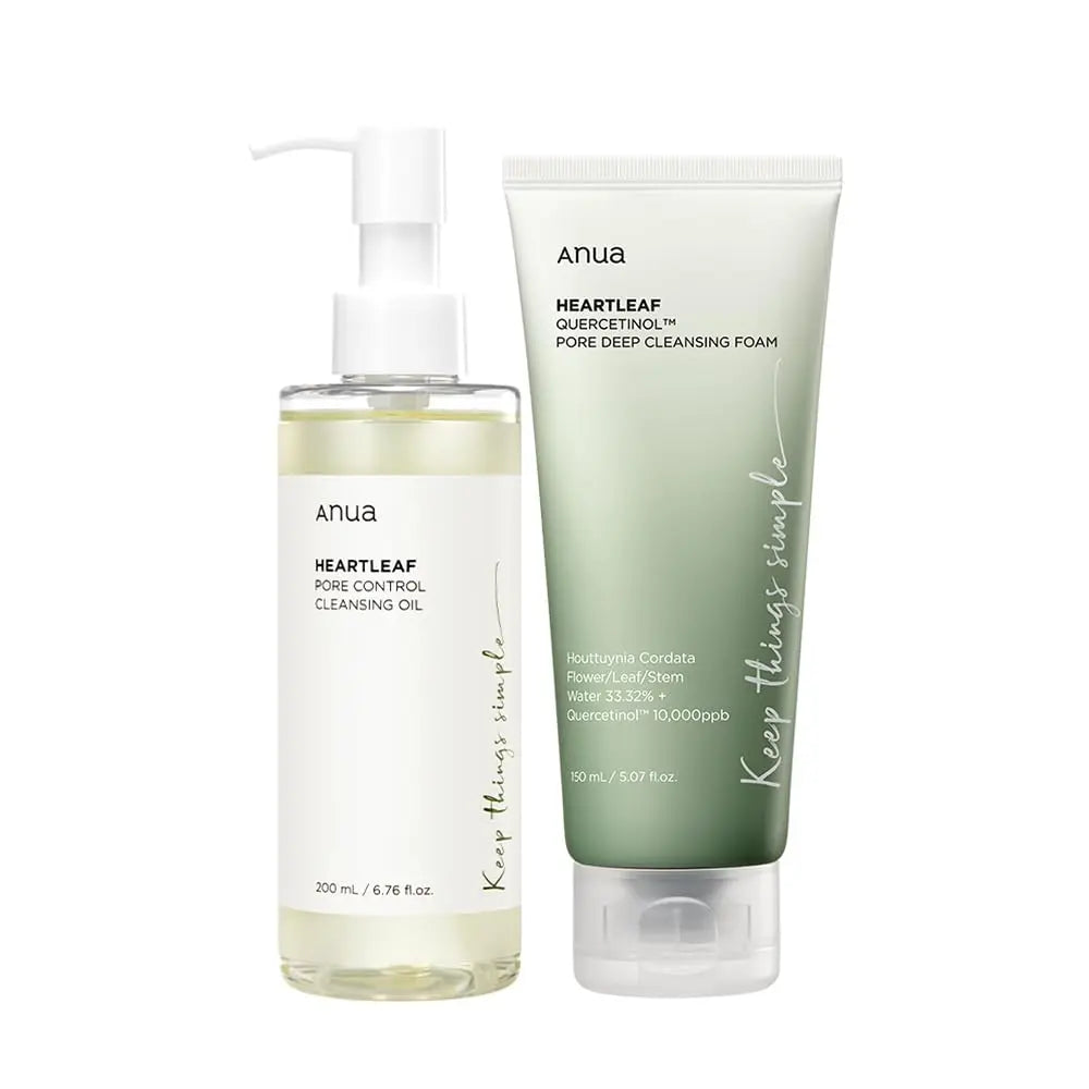 Anua Heartleaf Pore Cleansing Oil & Quercetinol Pore Deep Double Cleanser Facial Makeup Cleansing Skincare Set Beauty Products