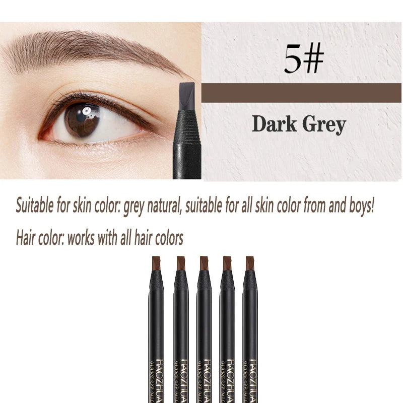 5PCS Haozhuang Eyebrow Pencil Brown Wholesale Cosmetic Pencil Product Natural Waterproof Long-Lasting Tattoo Brush Makeup Beauty