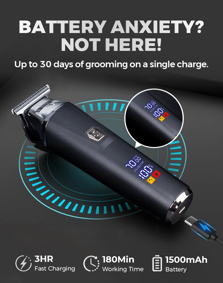 Household Digital Display Professional Electric Hair Clipper Set Portable USB Chargeable Electric Clipper Cordless Hair Trimmer