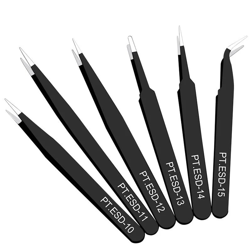6 Pcs/Set Beauty Products Eyelash Tweezers Extension Products False Eyelashes Auxiliary Makeup Tools Anti-static Stainless Steel
