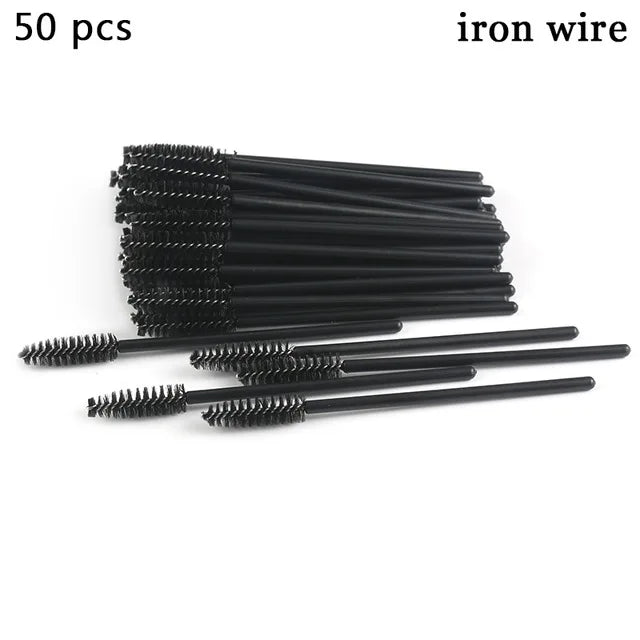 50pcs/set Professional Eyebrow Mascara Wand Applicator Eyelash Brush Wholesale Disposable Lash Wands Eyelash Extension Supplies