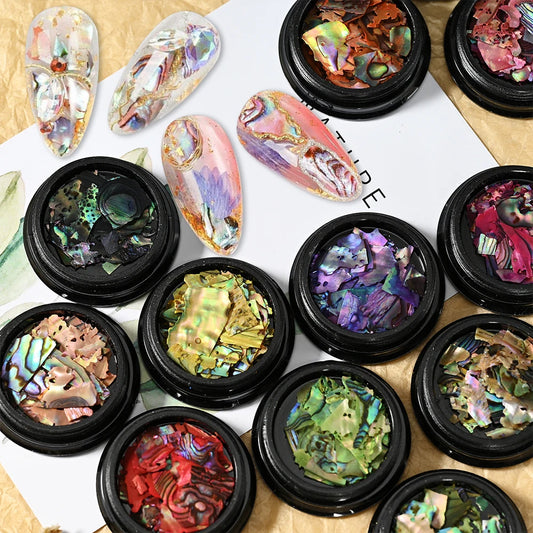Natural Abalone Shell Slices Nail Art Decorations 3D Irregular Sea Shell Stone Flakes Aurora Charms Fragment Nails Accessories