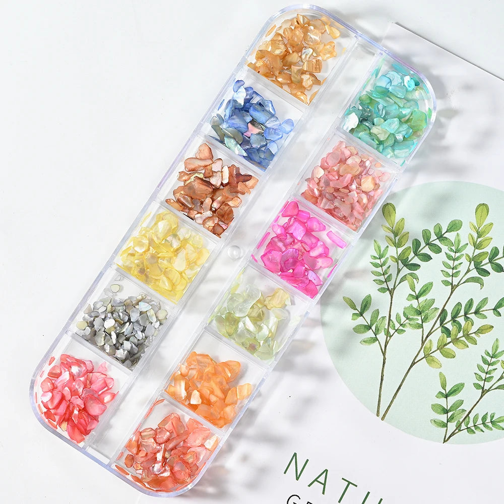 Natural Abalone Shell Slices Nail Art Decorations 3D Irregular Sea Shell Stone Flakes Aurora Charms Fragment Nails Accessories