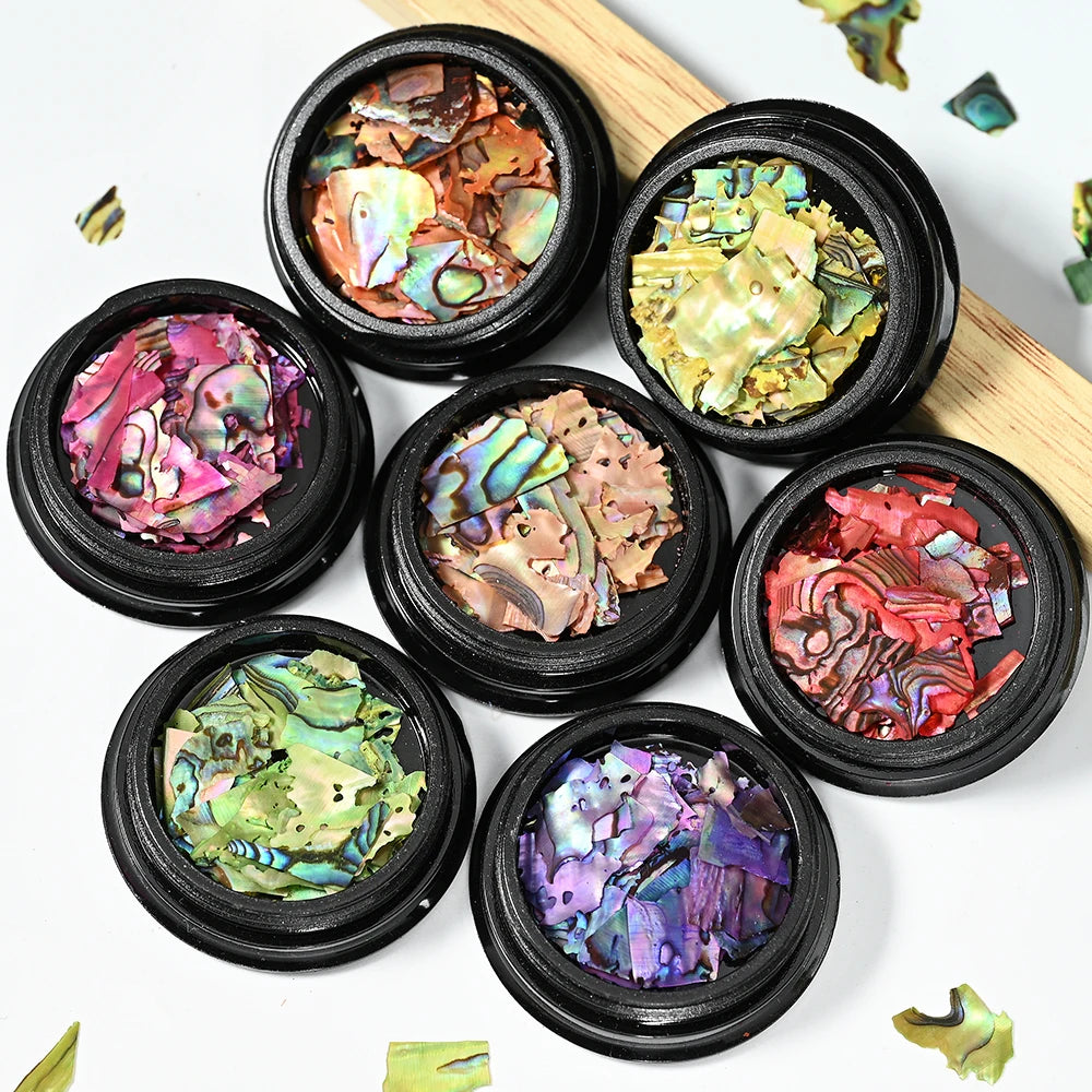 Natural Abalone Shell Slices Nail Art Decorations 3D Irregular Sea Shell Stone Flakes Aurora Charms Fragment Nails Accessories