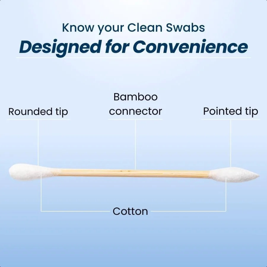 Clean Swabs 500CT One Pointed Tip Biodegradable + Organic Cotton Bamboo Makeup Nail Polish Touchups ChlorineFree Hypoallergenic