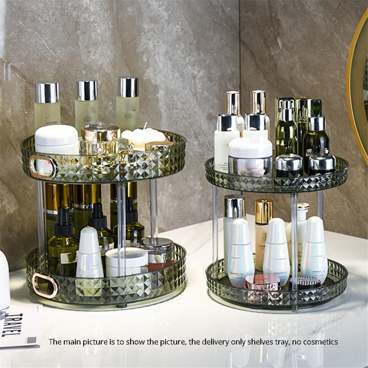 Rotating Cosmetic Storage Box Makeup Organizer Ins Desktop Finishing Perfume Tray Bathroom Skin Care Products Rack L B