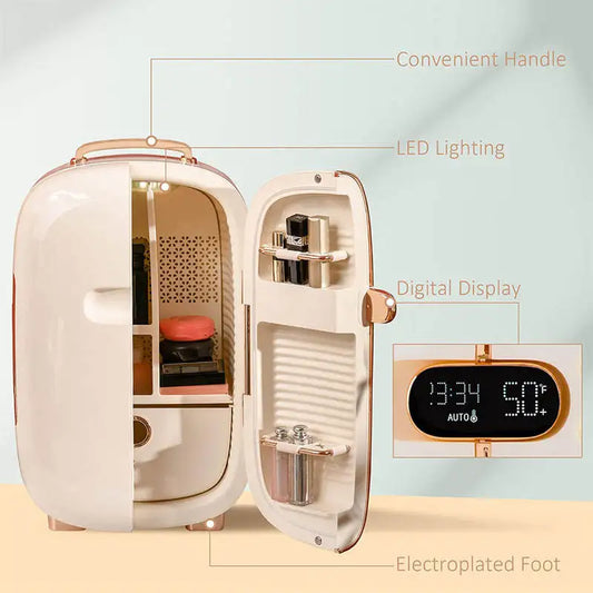 Custom logo Skincare Fridge 12 Liter Mini Makeup Cosmetic Fridge with LED Display for Women Beauty Products
