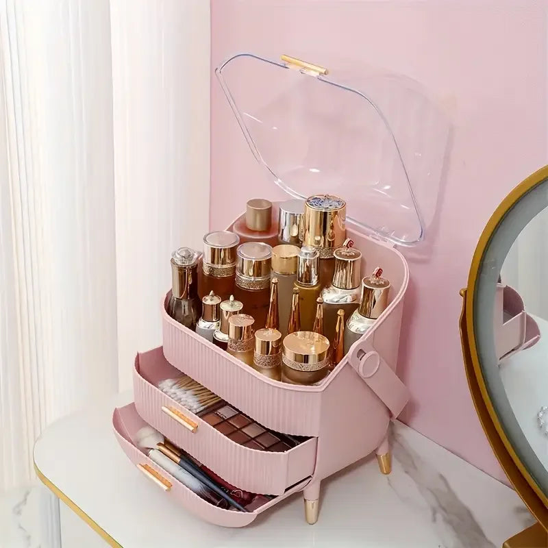 Large Capacity Makeup Organizer Drawer Cosmetic Storage Box for Skincare Beauty Products and Makeup Brush Holder