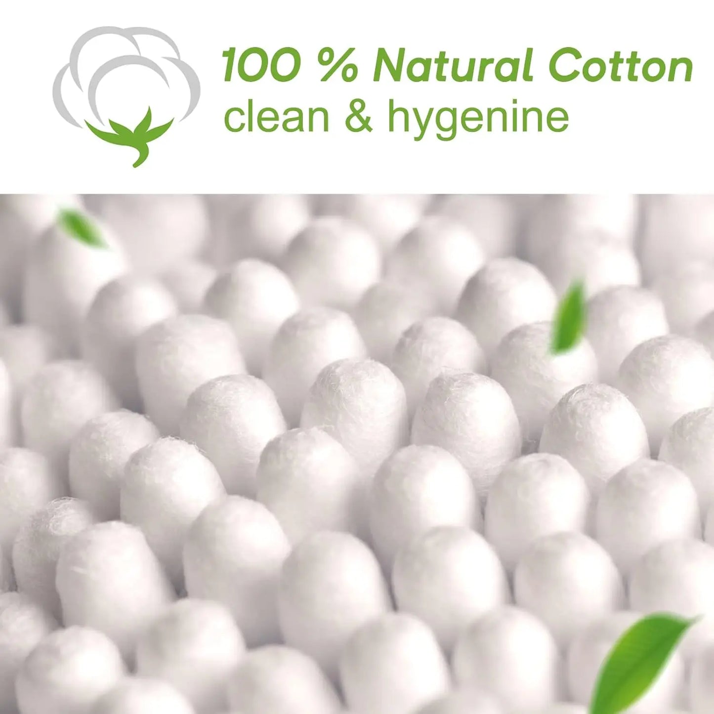 1000 Count Organic Cotton Swabs, Double Tips Biodegradable Cotton Buds with Sturdy Bamboo Sticks for Ear Cleaning, Makeup, Hygie