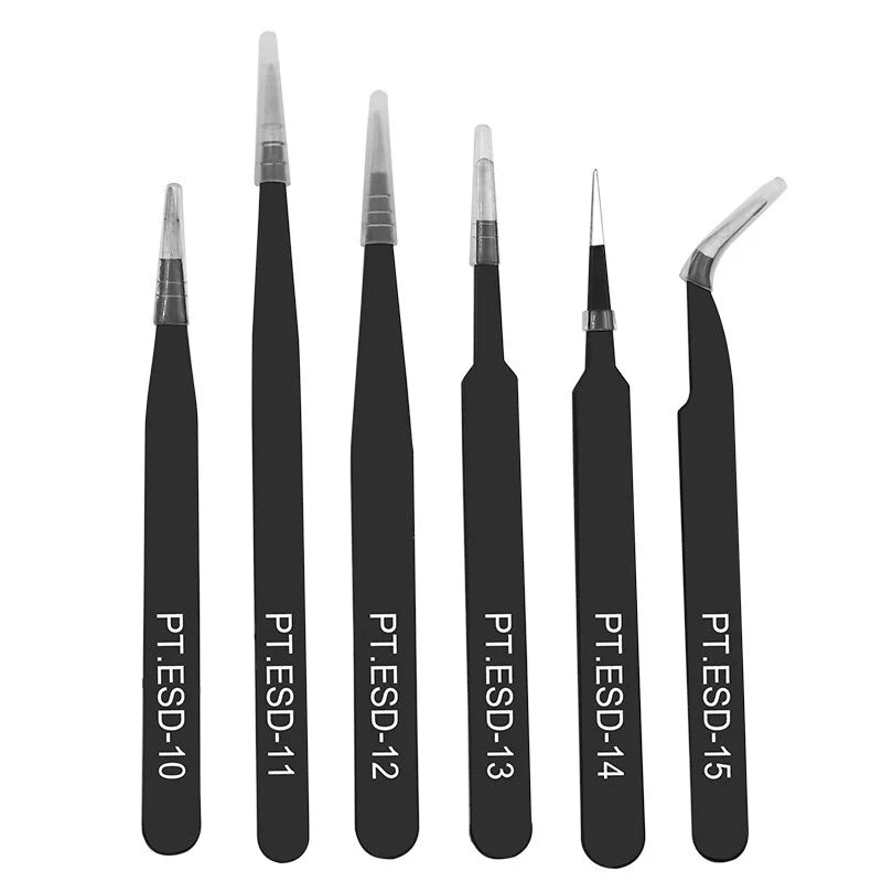 6 Pcs/Set Beauty Products Eyelash Tweezers Extension Products False Eyelashes Auxiliary Makeup Tools Anti-static Stainless Steel