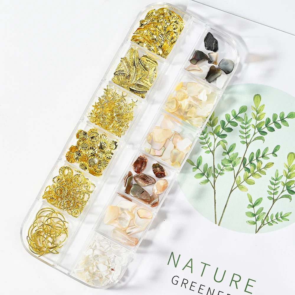 Natural Abalone Shell Slices Nail Art Decorations 3D Irregular Sea Shell Stone Flakes Aurora Charms Fragment Nails Accessories
