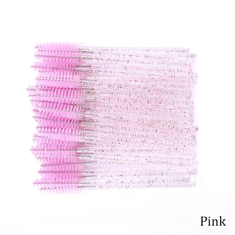 50pcs/set Professional Eyebrow Mascara Wand Applicator Eyelash Brush Wholesale Disposable Lash Wands Eyelash Extension Supplies