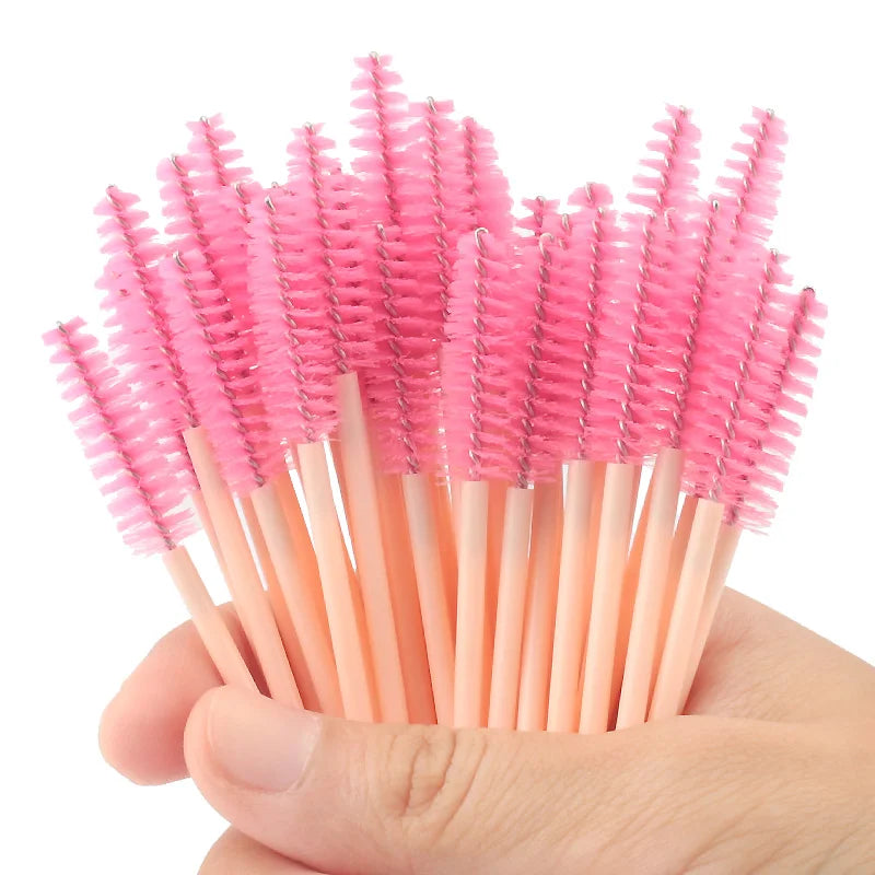 50pcs/set Professional Eyebrow Mascara Wand Applicator Eyelash Brush Wholesale Disposable Lash Wands Eyelash Extension Supplies